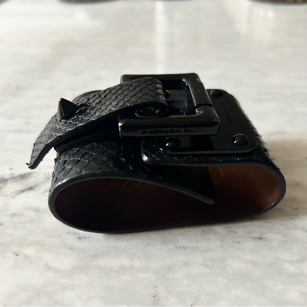 Barbara Bui- Python Leather Cuff Bracelet - image 4